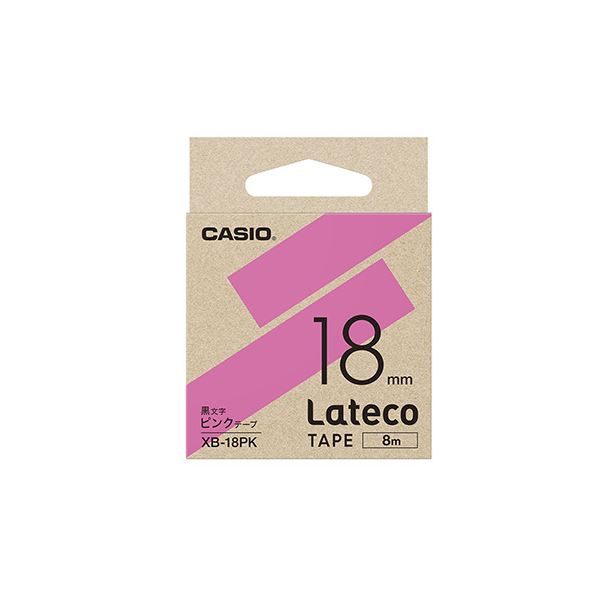 (まとめ) カシオ ラベルライター Lateco 詰め替え用テープ 18mm ピンクテープ 黒文字 【×3セット】