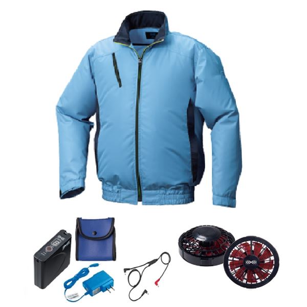 KU92010 空調服 R ポリエステル製 カジュアル FAN2200BR・RD9261・LISUPER1セット ライトブルー×ダーク..