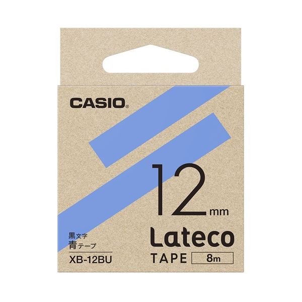 (まとめ)カシオ計算機 ラテコ専用テープXB-12BU青に黒文字(×10セット)