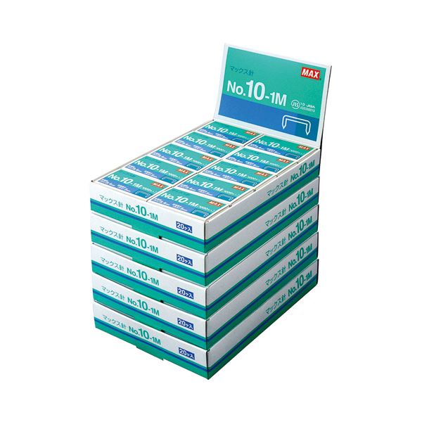 Shop E-ASUの(まとめ）マックス ホッチキス針小型10号シリーズ 50本連結×20個入 No.10-1M 1セット（100箱：20箱×5パック）【×3セット】｜アングル2