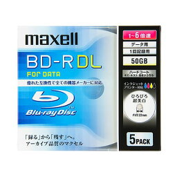 マクセル データ用BD-R 片面2層50GB 1-6倍速 ホワイトワイドプリンタブル 5mmスリムケース BR50PWPC.5S 1個（5枚）