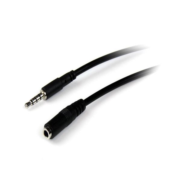 (まとめ)StarTech.com 3.5mm4極TRRSステレオミニプラグ延長ケーブル 2m オス/メス ブラック MUHSMF2M 1本 【×5セット】