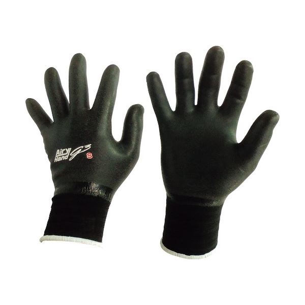 (まとめ) 富士手袋工業 エアリーハンド ジースリー S 黒 7466-S-BL 1双 【×5セット】(3)