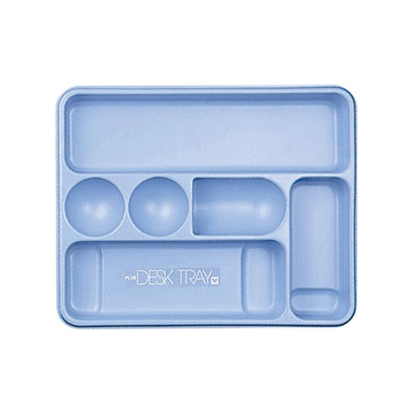 (まとめ) プラス デスクトレー M ブルー63-814 1個 【×30セット】