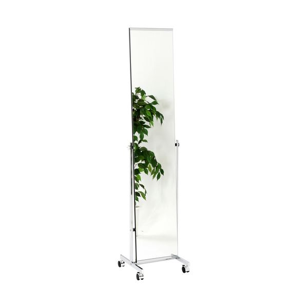 不二貿易 スタイリッシュミラー 幅370×奥行370×高さ1590mm シルバー FB-77 1台 【組立品】 [2]