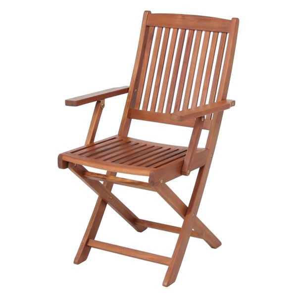 〔2個セット〕 ガーデンチェア 折りたたみ椅子 約幅54cm 屋外用 木製 肘付 フォールディングチェア 完成品 ベランダ バルコニー【代引不可】 1