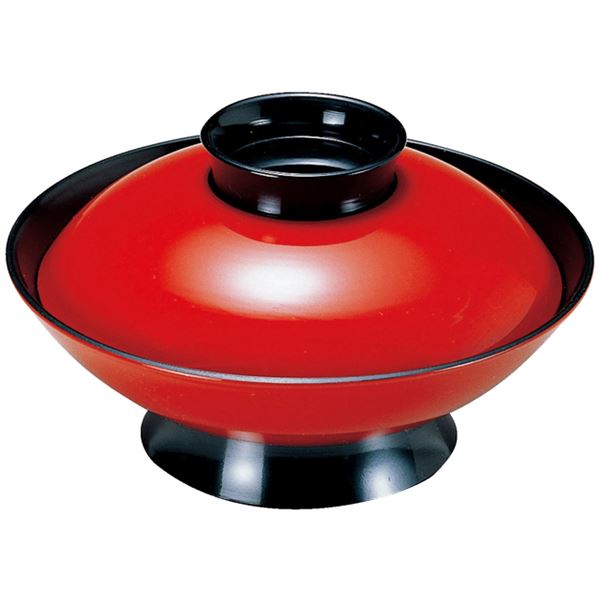 5.5寸 御殿型煮物椀/お椀 【朱ツバ黒内黒 TA】 直径164×高さ95(60)mm 日本製 食洗機対応 〔和食 レスト..