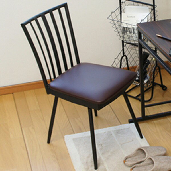 ダイニングチェア パソコンチェア 1脚 ブラウン 幅43cm 360度 回転式 スチール PVC ウレタンフォーム 組立品 食卓椅子 デスクチェア ワークチェア 椅子 イス いす リモートワーク 在宅ワーク