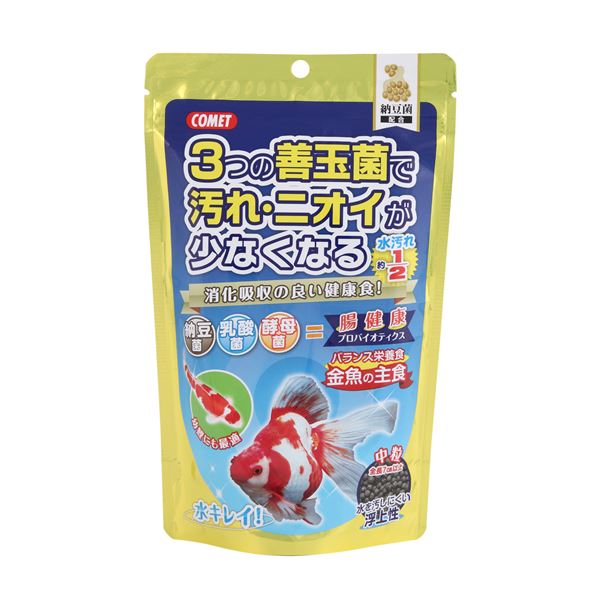 ■商品内容【ご注意事項】・この商品は下記内容×10セットでお届けします。納豆菌に加え、新たに乳酸菌と酵母菌を配合。ビタミン配合のバランスフードで、浮上性の中粒です。■商品スペック【原材料（成分）】フィッシュミール、オキアミミール、小麦粉、大豆、小麦胚芽、フィッシュオイル、ヌクレオチド、レシチン、善玉菌(納豆菌・乳酸菌・酵母菌)、アスタキサンチン、各種ビタミン、各種ミネラル【保証成分】粗蛋白質32％以上、粗脂肪2％以上、粗繊維4％以下、粗灰分13％以下、水分9％以下-【賞味／使用期限(未開封)】30ヶ月【 原産国または製造地】台湾【キャンセル・返品について】商品注文後のキャンセル、返品はお断りさせて頂いております。予めご了承下さい。【特記事項】商品パッケージは予告なく変更される場合があり、登録画像と異なることがございます。【お支払い方法について】本商品は、代引きでのお支払い不可となります。予めご了承くださいますようお願いします。■送料・配送についての注意事項●本商品の出荷目安は【1 - 5営業日　※土日・祝除く】となります。●お取り寄せ商品のため、稀にご注文入れ違い等により欠品・遅延となる場合がございます。●本商品は仕入元より配送となるため、沖縄・離島への配送はできません。