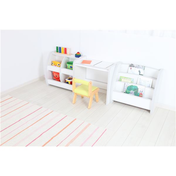 子供用 ブックシェルフ/本棚 【トールタイプ ホワイト】 幅65.3cm 日本製 知育家具 EVAキッズシリーズ えほんたて 【完成品】【代引不可】 [2]