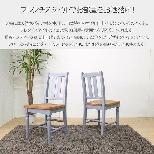 北欧風 ダイニングチェア/食卓椅子 【ブルーグレー】 幅40×奥行52×高さ86cm 木製 パイン材 完成品 〔リビング ダイニング〕 [2]