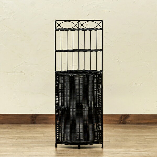 ラタン調 コーナーラック 3段 WH(ホワイト)【代引不可】 [2]