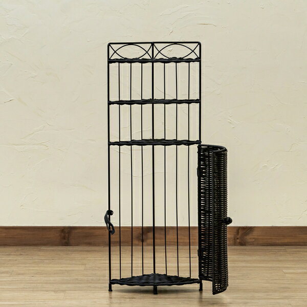 ラタン調 コーナーラック 3段 WH(ホワイト)【代引不可】 [3]