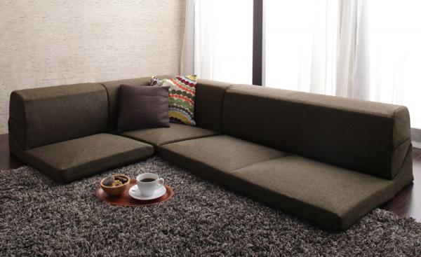 カバーリングフロアコーナーソファー ブラウン【Salaon】サラオン