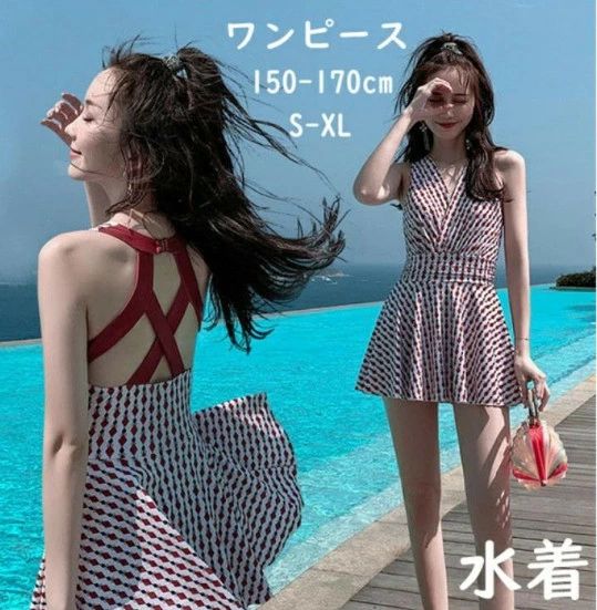 水着 ワンピース レディース オールインワン 女の子 体型カバー水着 ママ水着 ぽっちゃり オトナ女子 お洒落 お腹 お尻 太もも エレガント セクシー 大きいサイズ フリル
