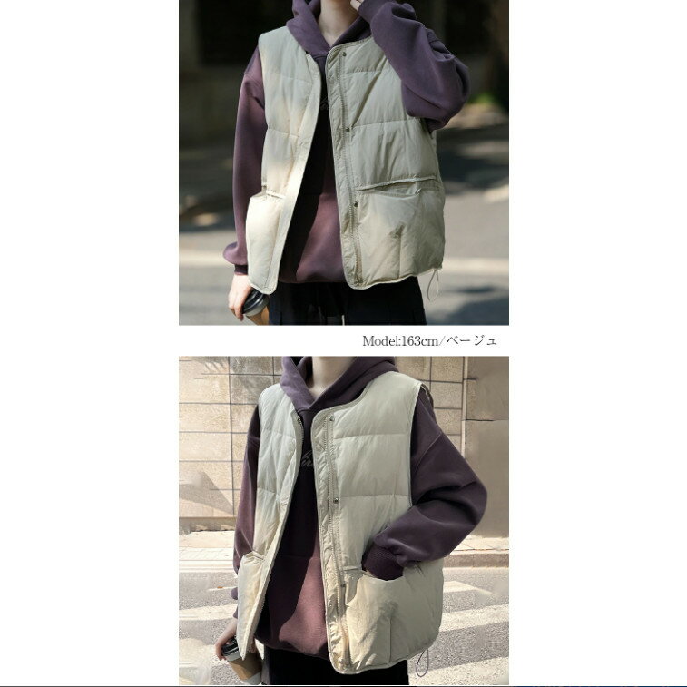 ダウンベスト レディース 冬 ノーカラー ダウンコート ダウンベスト ダウンジャケット ショートコート ポケット付き アウター ジャンパー 前開き 軽量 厚手 暖かい 防寒 撥水 定番 重ね着 大きいサイズ おしゃれ きれいめ 通勤 カジュアル
