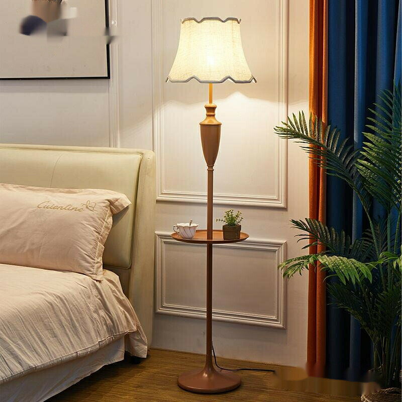 フロアランプ シェード 布製 スタンドライト おしゃれ 間接照明 フロアライト led インテリアライト ライト 置き型 照明器具 室内照明 電気 LED照明 寝室 リビング レトロ 照明 北欧 天然木