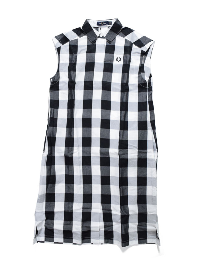 FRED PERRYノースリーブ プリーツワンピース チェック グレー 楽天市場】フレッドペリー FRED PERRY ノースリーブ ワンピース