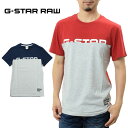 ジースター ロウ Tシャツ 切替えロゴ 半袖 G-STAR RAW D12990-336 メンズ Graphic 13 T-Shirt 丸首 ブルー レッド