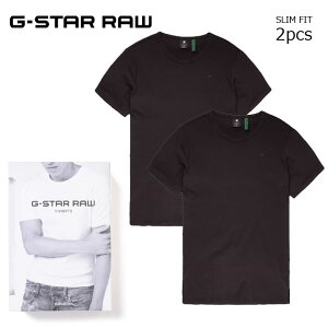 ジースター ロウ 2枚組 Tシャツ 半袖 ブラック クルーネック G-STAR RAW D07205-124-990 メンズ スリムフィット インナー アンダーシャツ ワンポイント シンプル 丸首