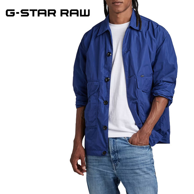 ジースターロゥ アウター メンズ ジースター ロウ オーバーサイズキャンプオーバー ジャケット ブルー G-STAR RAW メンズ D22924-D296-1822 OVERSIZED CAMP OVERSHIRT