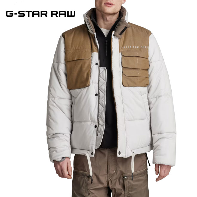 ジースターロゥ アウター メンズ ジースター ロウ 中綿ジャケット アウター G-STAR RAW メンズ D21937-D199-1295 ATTAC UTILITY PM PUFFER 秋冬 ポリエステル ナイロン ベージュ ホワイト系 ブラウン