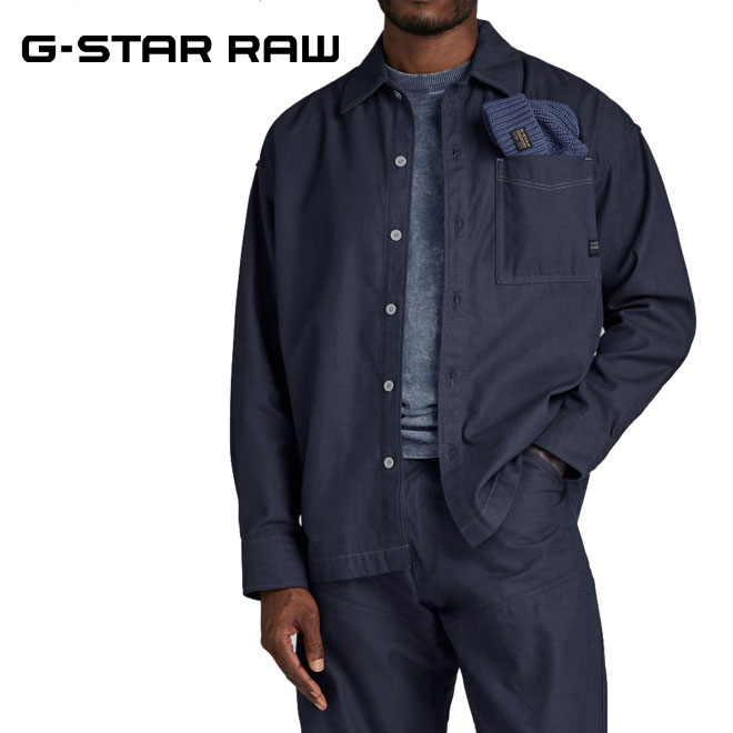 ジースターロゥ アウター メンズ ジースター ロウ ボックスフィットシャツ ジャケット G-STAR RAW メンズ D23007-D541-001 デニム ネイビー BOXY FIT SHIRT