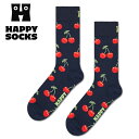 ハッピーソックス 靴下 チェリー柄 ソックス Happy Socks 10201109-68 CHE01-6050 メンズ レディース ユニセックス サクランボ ネイビー