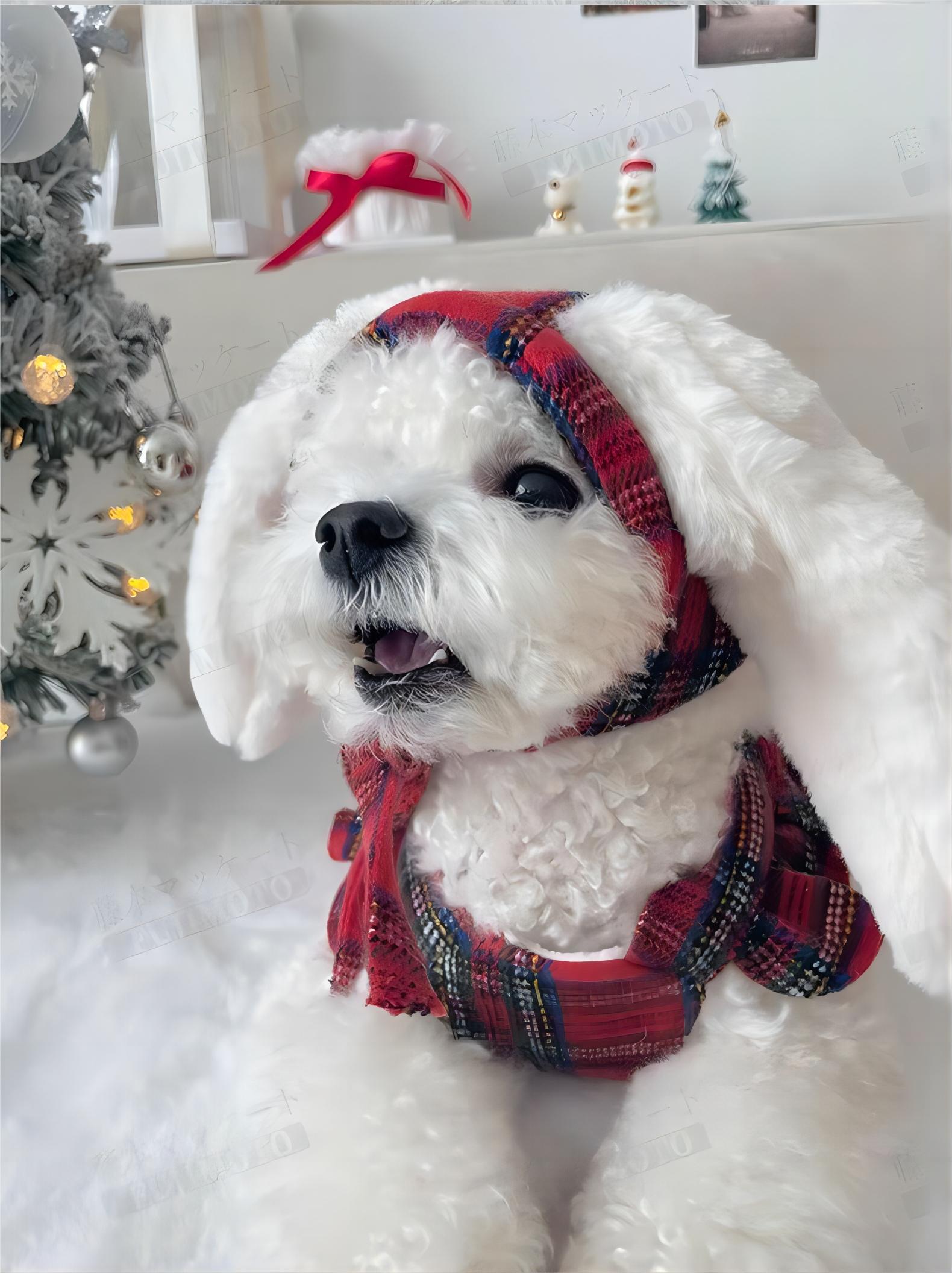 秋冬犬チェックうさぎサスペンダーに変身クリスマス犬の服を着クリスマス 飾り雰囲気作りクリスマスサンタクロースク…