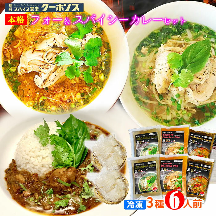 ＼ポイント5倍／ 冷凍 チキンフォー スパイシーカレー 3種各2食 6人前 セット インスタント 化学調味料不使用 ギフト箱 別府 スパイス食堂クーポノス