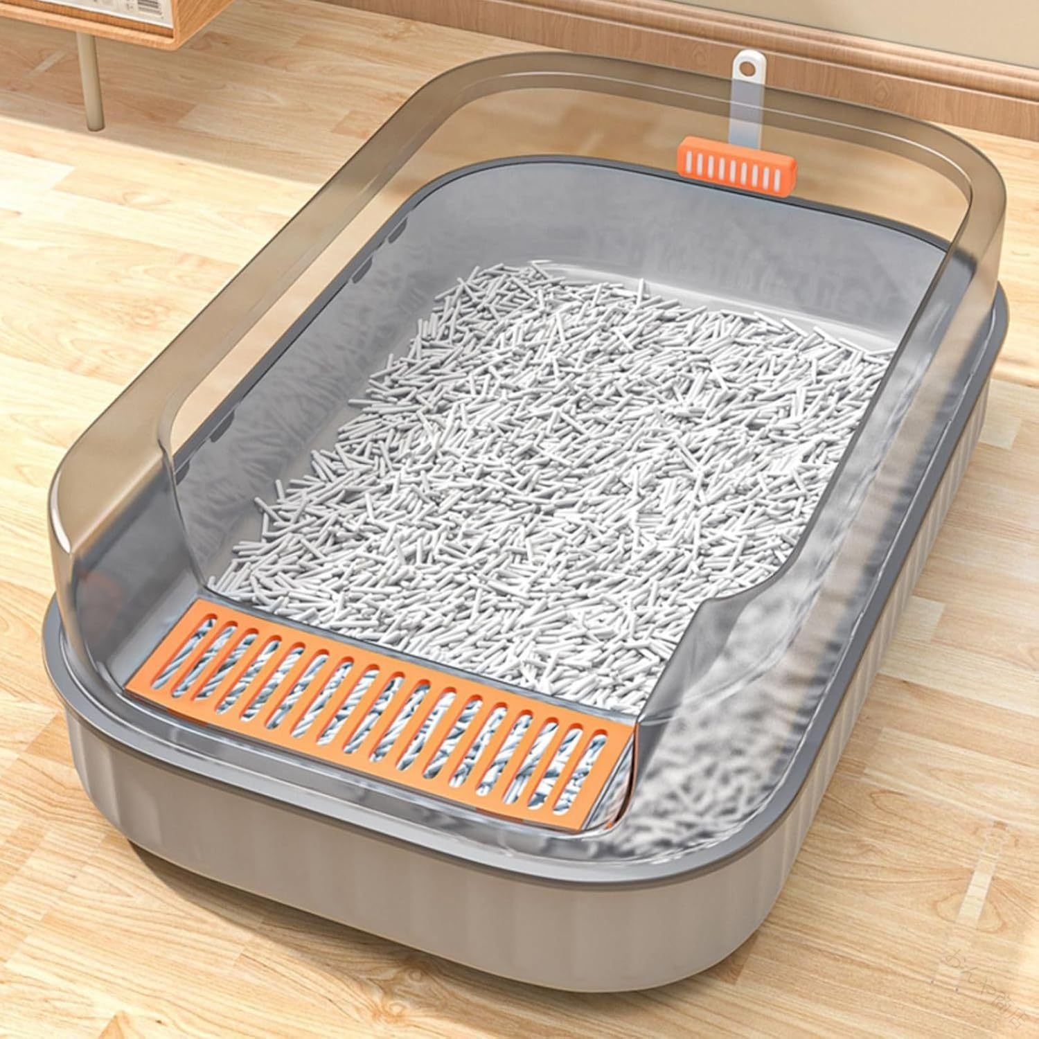 半密閉式猫用トイレ本体 大型 40 60 22cm 猫用トイレ本体 横から システム 猫砂飛...