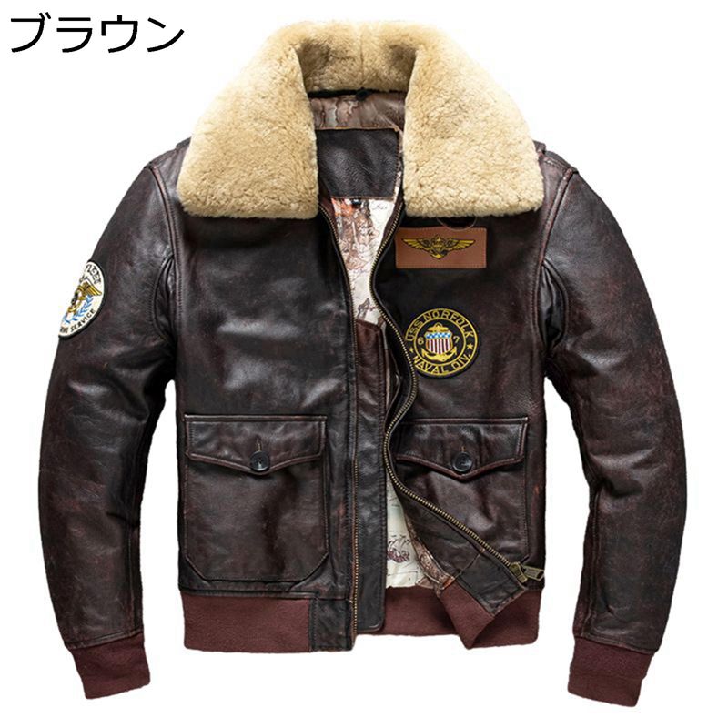 本革ジャケット メンズ 中綿 フライトジャケット 牛革 ライダース レザーアウター 保温 防風 防寒着 ブルゾン 冬服 ジップアップ 作業着 キャンプ 透湿 散歩 shop-gogami-10005035 ショップ郷上 サンプル画像2