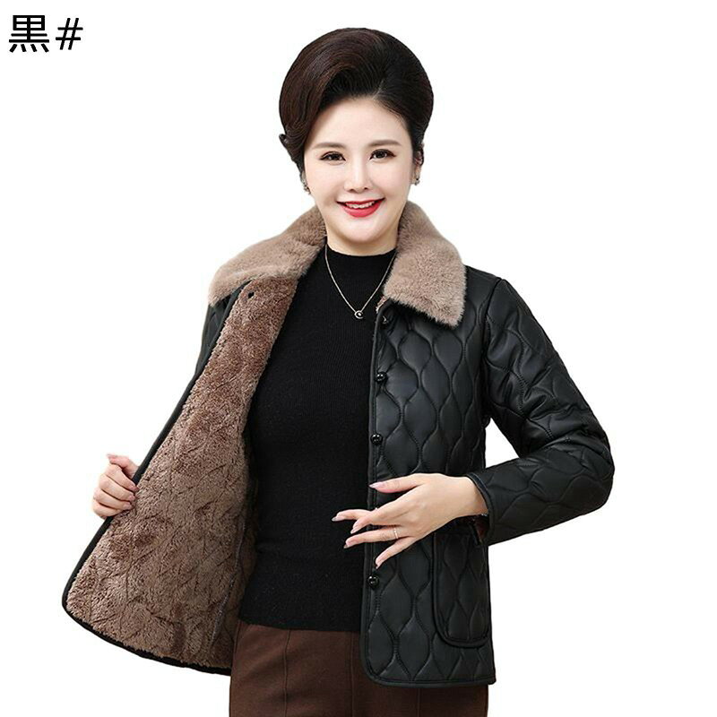 中綿ジャケット 綿入れコート 裏ボア PU レディース シニア 婦人服 冬用アウター 防寒保温 厚手 防風 中高年 高齢者 ゆったり シンプル 40/50/60/70代 大きいサイズ 敬老の日 日常ウェア shop-gogami-10008501 ショップ郷上 サンプル画像3