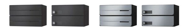 Rakuten - NASTA ナスタ ポスト W360×H120 前入後出／防滴タイプ KS-MB4302PY-2K 戸数:2(W360 H240 D333.2) 扉横開き レターパックライト 静音 アナログカード錠 ヘアーライン ブラック シルバー 一部受注生産品