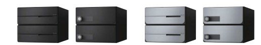 Rakuten - NASTA ナスタ ポスト W280×H120 前入後出／防滴タイプ KS-MB6402PU 戸数:3(W280 H360 D423.2) 屋内 屋外 扉上開き レターパックライト 静音 ダイヤル錠 ラッチ錠 ヘアーライン ブラック シルバー 一部受注生産品