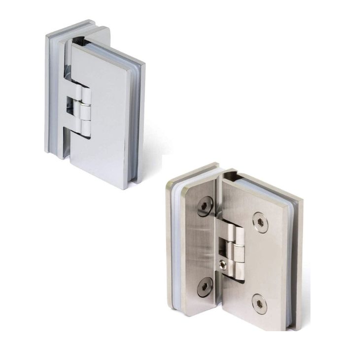 ガラスドア用自由丁番 M8506型 四角 ガラス取付タイプ クロムめっき/サテンステンレス調 扉高さ/2ヶ: 2..