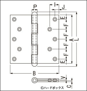 シロクマ BS-100 ステンキャノン丁番　　仙徳　64×42×1.2mm 2