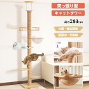 キャットタワー 高さ240~280cm 突っ張り型 キャットタワー スリム 省スペース 猫タワー 大型猫用 多頭飼い 天然麻紐 爪とぎ キャットツリ 狭い 部屋...