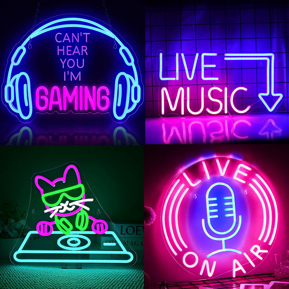 LIVE MUSICネオンサイン 音楽ネオンライトサイン USB電源LEDネオン 調光可能 ビールバー 音楽スタジオ クラブ用 壁用ネオンライト ネオンサインイ...