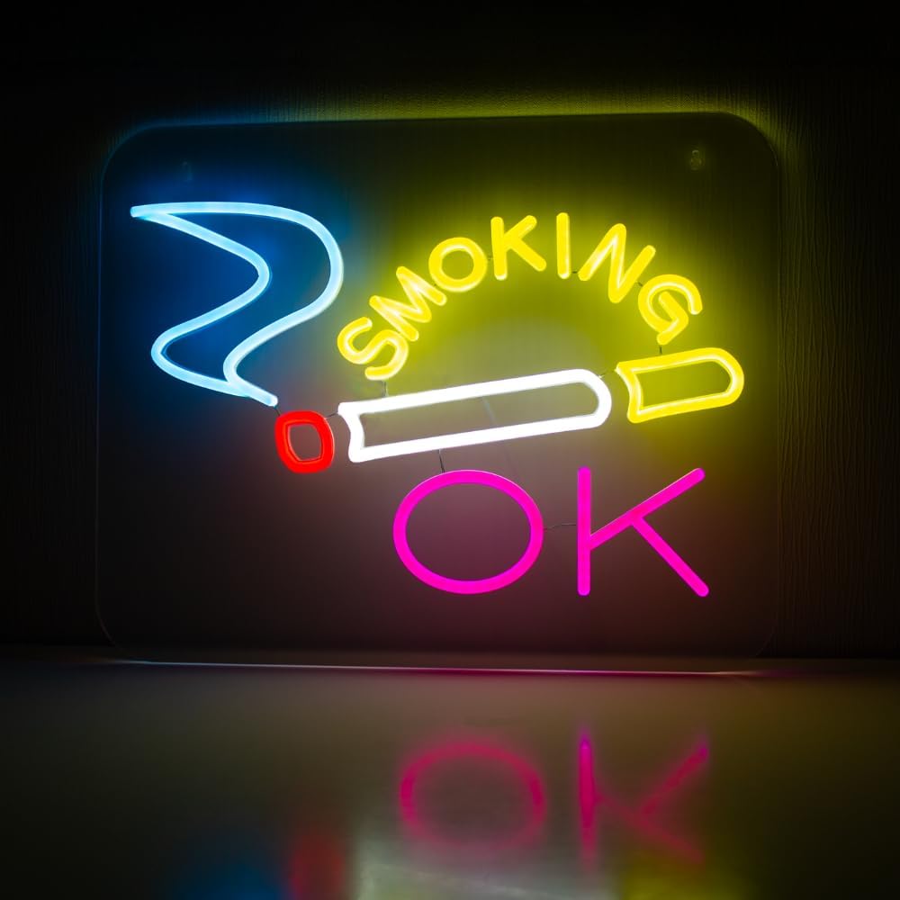 ネオンサイン SMOKING OK 無段階調光 ネオン看板 LED看板 LED 店舗 インテリア イルミネーション 照明 おしゃれ サイン パーティー装飾 イベ...