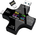 \【期間限定10%OFF】/USB電圧電流チェッカー Type-CとUSB メーターテスター PD対応 マルチメーターテスター 電流 電圧計 Quick Cha...