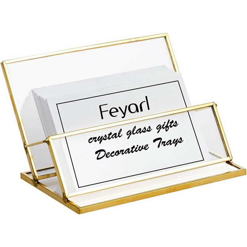 「ポイント還元率5%」名刺スタンド 名刺立て カード立て ガラス オフィス 真鍮 ゴールド