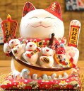「10%OFFクーポン配布中」電動招き猫 白磁製 大型プレミアムモデル 座布団付 電池/充電 磁器製 まねき猫 手描き ハンドメイド かわいく手招きします ネコ ねこ 開店祝いや開業祝いに喜ばれます 自動で腕を振ります ラッキーアイテム 運気向上 金運アップ(3)