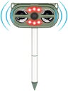 【5つモードで多種類の動物を撃退】 モード1： 13.5KHz〜19.5KHz。猫、ネズミなどの小型動物などに対応。 モード2： 19.5KHz〜28.5KHz。（このモードは人間の耳には聞こえないけど、特定の動物は聞こえます）大型犬、猫、キツネなど対応。 モード3： 音声警報。小型犬、猫、鳥など対応。 モード4： LEDフラッシュ点滅して動物を威嚇、、タヌキ、イノシシ、イタチなど夜行性動物対応。 モード5： 全ての動物と鳥を撃退。昼間はモード1~3の周波数をすべて発し、強閃光等すべての機能を稼動させます、夜はモード3の音声警報は自動で閉じます。（超音波を変動させることで動物が慣れる事を防ぎます） 【差し込み&壁掛け型の両用】このネズミ撃退器は2つの使用方法を持ちます。まず、差し込む杭が付属しておりますので、本体と付属する杭を組み立てて、置きたい場所に差し込むだけ、男女でも簡単に設置することができます。また、上部に穴があり、樹木や壁などに引っ掛けて使うことができます。コンパクトなので、持ち運びも便利で、キャンプやハイキングなどにも最適です。★広い場所には、複数の製品を使用することをお勧めします。 【2つの充電方法&IP66防水】晴の日には、搭載されたソーラーパネルによって自動的に充電できます。雨天時には付きのUSBケーブルを接続して充電できます。また、2400mAh電池内蔵し、電池交換が可能となり、長寿命化も実現しています。長時間IP66級の防水効果を備え、梅雨など連日の雨の日でも、 鳥よけや猫除け対策としてご利用いただけます。(長くお使いいただくために、台風や大雨などの悪天候の際には屋内保管推奨。) 【広い感知エリア&5つのモード】こちらの猫よけグッズは感知エリアが広くて、赤外線自動感知センサー範囲は平角度約120度、上下角度約55度です。感知距離の最大直径約8m-10mになります。5つの撃退モードで、実際の使用範囲に合わせて超音波の強みを調節できます。どのモードでも独立して警報音を制御でき、警報音の音量の大きさも自由に調節できます。（★ご注意：使用環境、動物の大きさ、天気、製品の電量などによって、感知範囲に多少誤差があります。） 【1年間品質保証-無毒無害】inout 動物撃退器は低電圧のバッテリーを使用して超音波を発することによって動物を撃退します。化学薬品などは一切使用さずに、動物にも人体にも危害を加えることはありません。動物愛護の観点から作られた害獣撃退器です！心配なくご使用いただけます。パッケージ内容：動物撃退器*1、ブラケットパイプ*2、USB充電ケーブル*1。