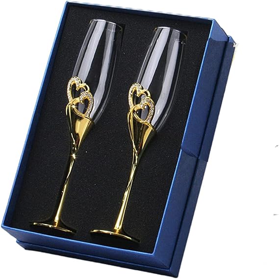 2個セット シャンパンフルート 輝くクリスタル 乾杯グラス、バレンタインデーガラス製品 ロマンチックな雰囲気を引き出す、パーティーお祝い