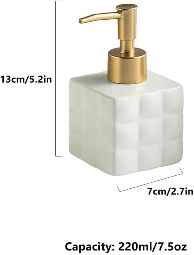 ジェットミリオの「10％OFFクーポン配布中」ソープディスペ ンサー せっけんディスペン 220ml /7.5ozセラミックソープディスペンサースクエアソープポンプボトル電気メッキポンプローションボトル付きバスルームキッチン用 おしゃれ ソープディスペ｜アングル2