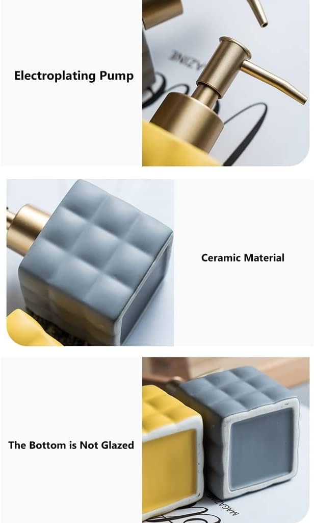ジェットミリオの「10％OFFクーポン配布中」ソープディスペ ンサー せっけんディスペン 220ml /7.5ozセラミックソープディスペンサースクエアソープポンプボトル電気メッキポンプローションボトル付きバスルームキッチン用 おしゃれ ソープディスペ｜アングル3