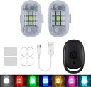 「10%OFFクーポン配布中」2個セット ストロボライト RGB フラッシュライト LED 点滅ライト バイクライト 7色発光 夜間信号ライト 補助灯 ヘッドライト ドローン 自転車 バイク 自動車 汎用 爆光 9連SMD発光チップ リモコン操作可能 振動感応 配線不要(4)