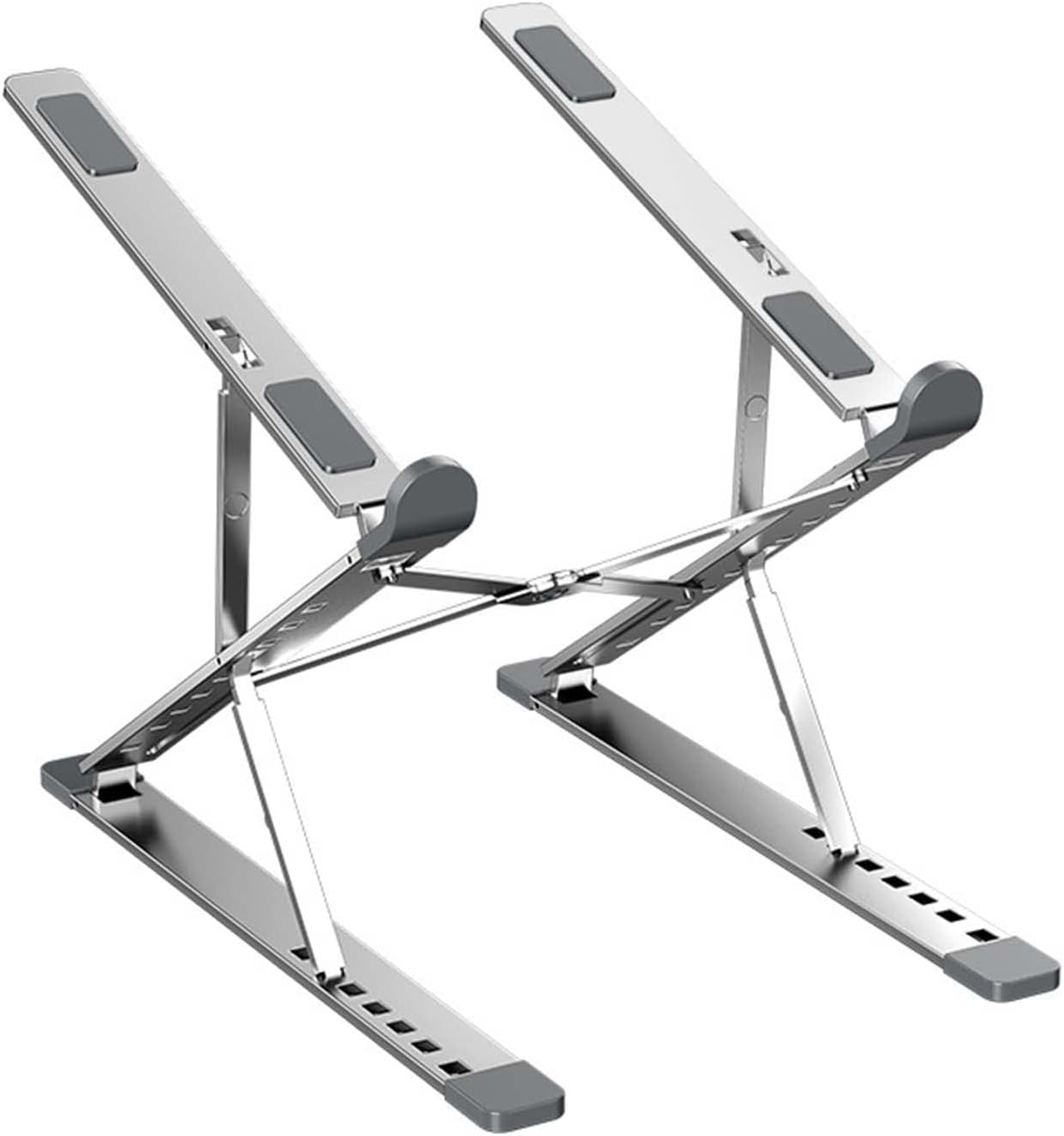 「10％OFFクーポン配布中」ノートパソコン スタンド 折りたたみ式 姿勢改善 アルミ合金製 滑り止め 持ち運び pcスタンド タブレットスタンド (シルバー)