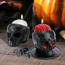 ハロウィンデコレーション - ハロウィンキャンドル、スカルブリーディングキャンドル ゴシックデコレーション ホームテーブル ファームハウス インドアルームデコレーション 黒/白